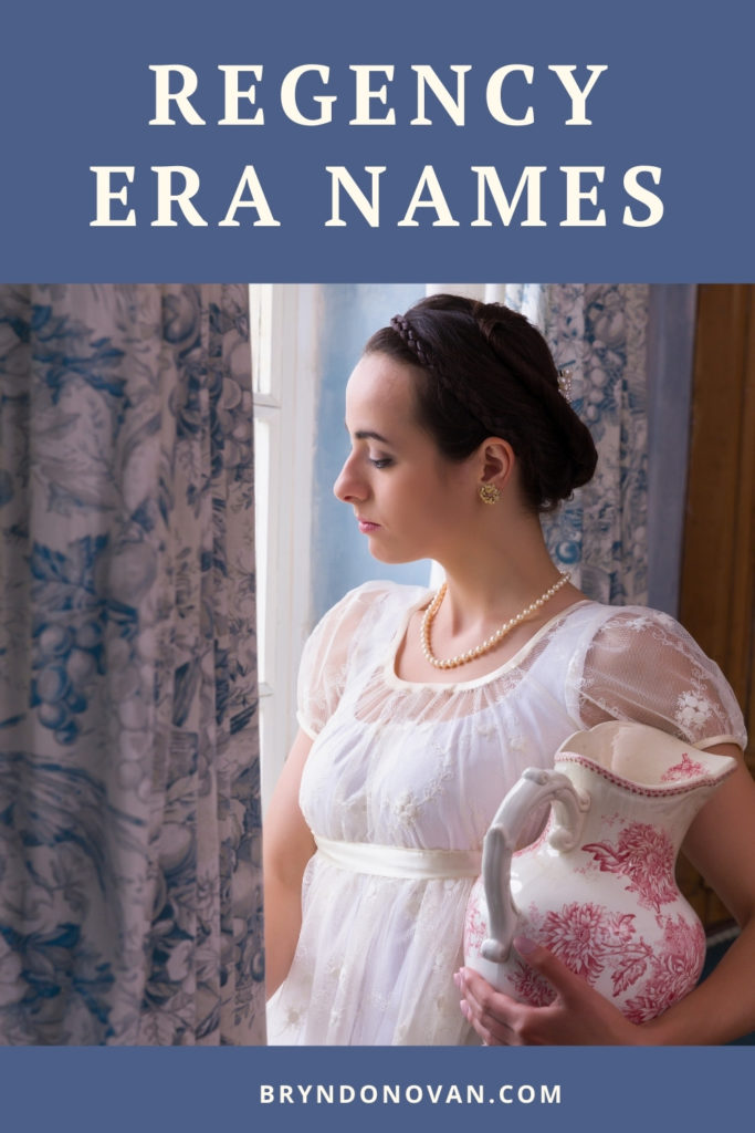 REGENCY ERA NAMES | image of woman in Regency period dress standing at a window