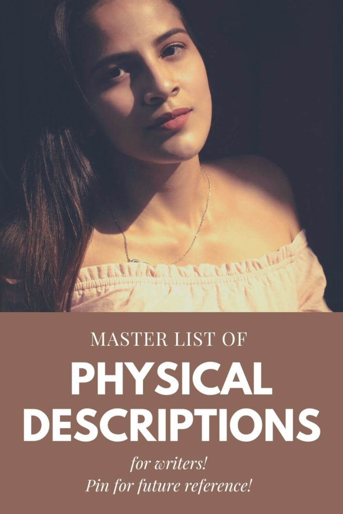 Young woman with pensive expression and long brown hair. "Master List of Physical Descriptions for Writers - pin or bookmark for future reference!"