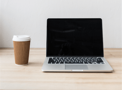 computer and coffee