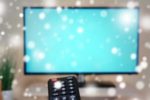 TV screen with snow falling