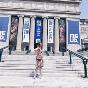 Bryn Donovan on steps of Field Museum