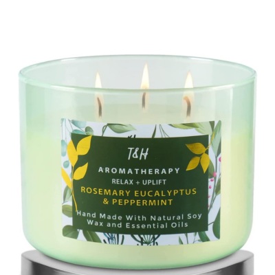 rosemary, eucalyptus, and peppermint candle 