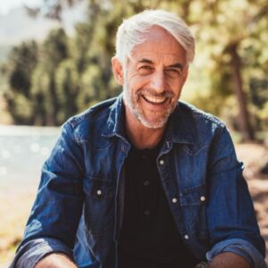 smiling mature man outdoors, total cinnamon roll hero