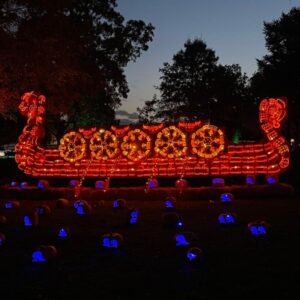 viking ship made of jack-o'-lanterns