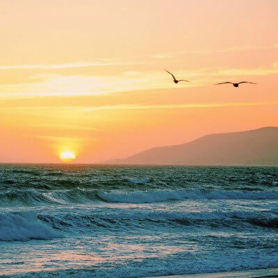 waves and sunset, Malibu