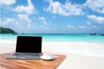 laptop at the beach