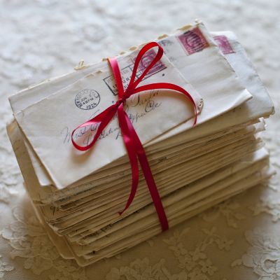 Stack of historic love letters, Regency era