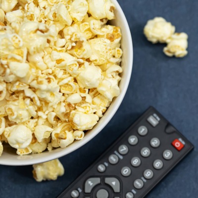 popcorn and TV remote